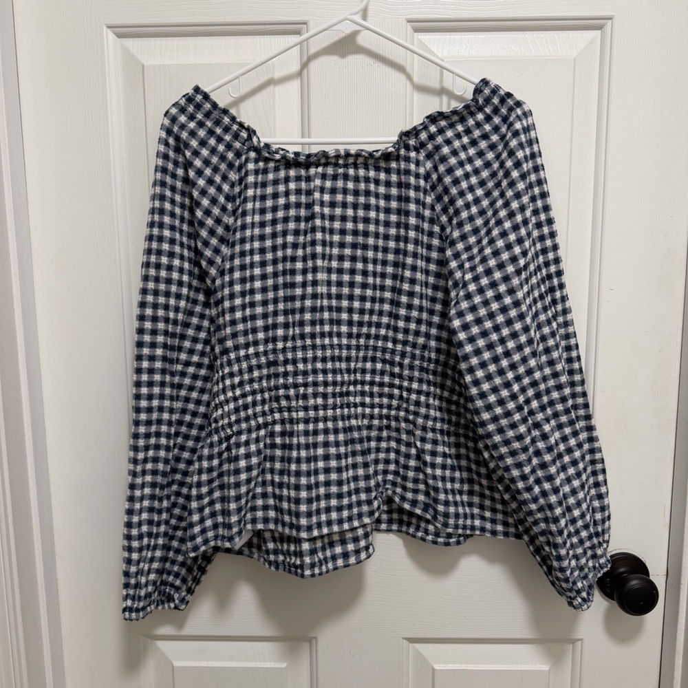 Madewell Sophia Top in Textured Windowpane Size XL - Picture 3 of 5